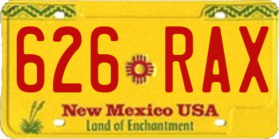 NM license plate 626RAX