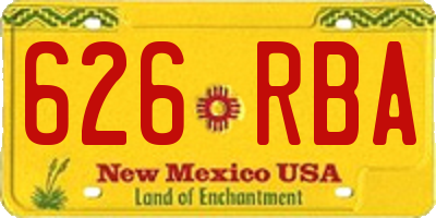 NM license plate 626RBA