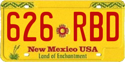 NM license plate 626RBD