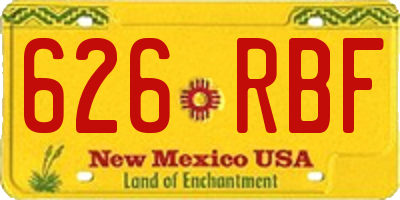 NM license plate 626RBF