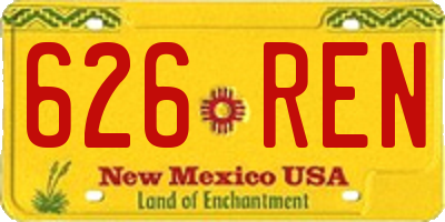 NM license plate 626REN