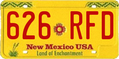 NM license plate 626RFD