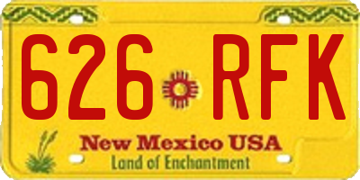 NM license plate 626RFK