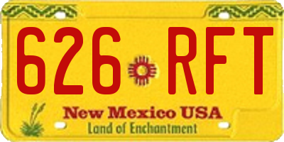 NM license plate 626RFT