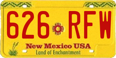 NM license plate 626RFW