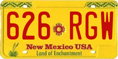 NM license plate 626RGW