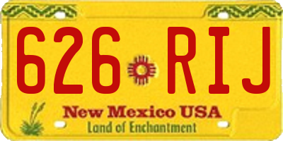 NM license plate 626RIJ