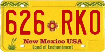 NM license plate 626RKO