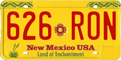 NM license plate 626RON