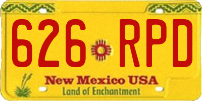NM license plate 626RPD