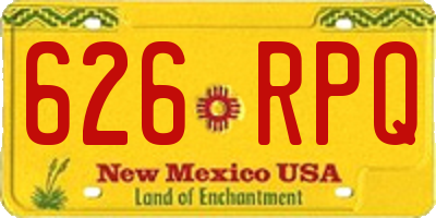 NM license plate 626RPQ