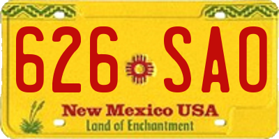 NM license plate 626SAO