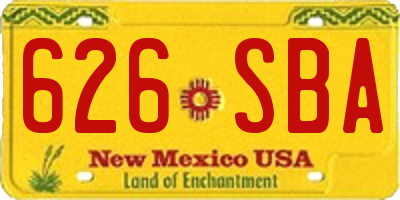 NM license plate 626SBA