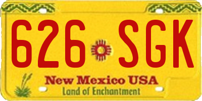 NM license plate 626SGK