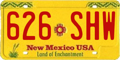 NM license plate 626SHW