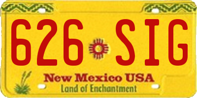 NM license plate 626SIG