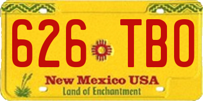 NM license plate 626TBO