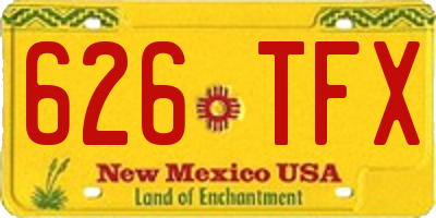 NM license plate 626TFX