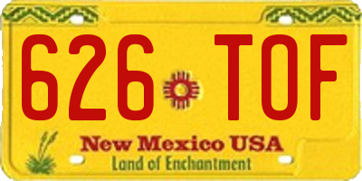 NM license plate 626TOF