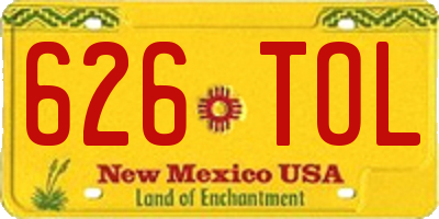NM license plate 626TOL