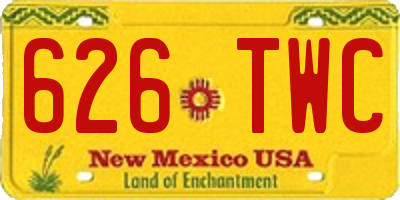 NM license plate 626TWC