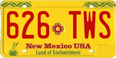 NM license plate 626TWS
