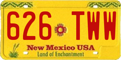 NM license plate 626TWW