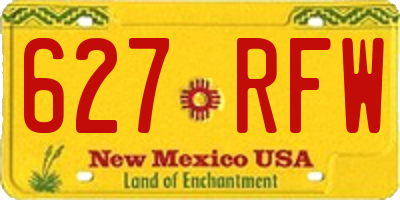 NM license plate 627RFW