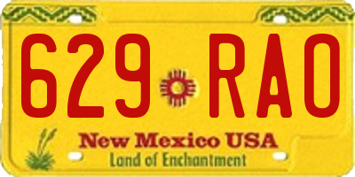 NM license plate 629RAO