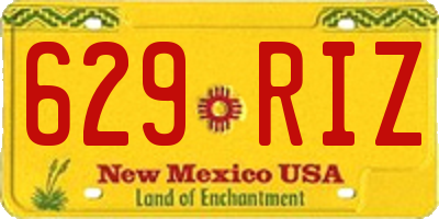 NM license plate 629RIZ