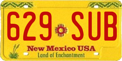 NM license plate 629SUB