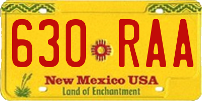 NM license plate 630RAA