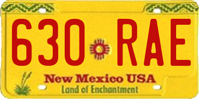 NM license plate 630RAE