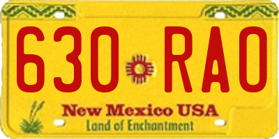 NM license plate 630RAO