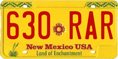 NM license plate 630RAR