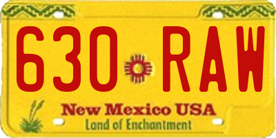 NM license plate 630RAW