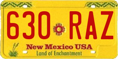 NM license plate 630RAZ