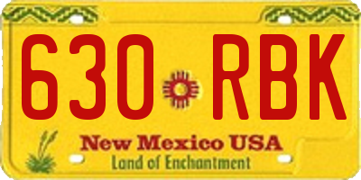 NM license plate 630RBK