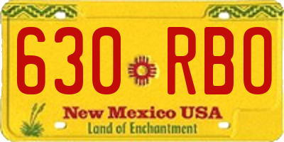 NM license plate 630RBO