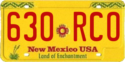 NM license plate 630RCO
