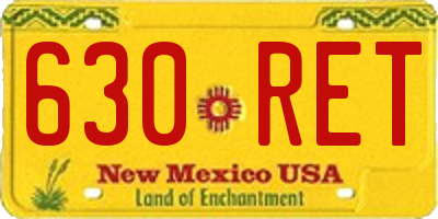 NM license plate 630RET