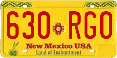 NM license plate 630RGO