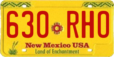 NM license plate 630RHO