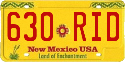 NM license plate 630RID