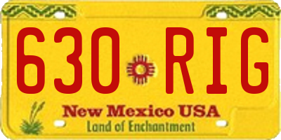 NM license plate 630RIG