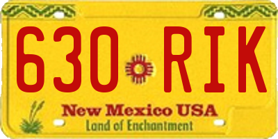 NM license plate 630RIK