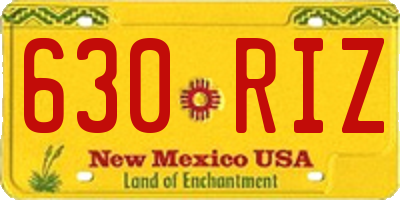 NM license plate 630RIZ