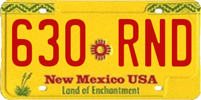 NM license plate 630RND
