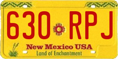 NM license plate 630RPJ
