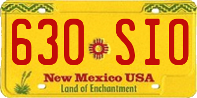 NM license plate 630SIO